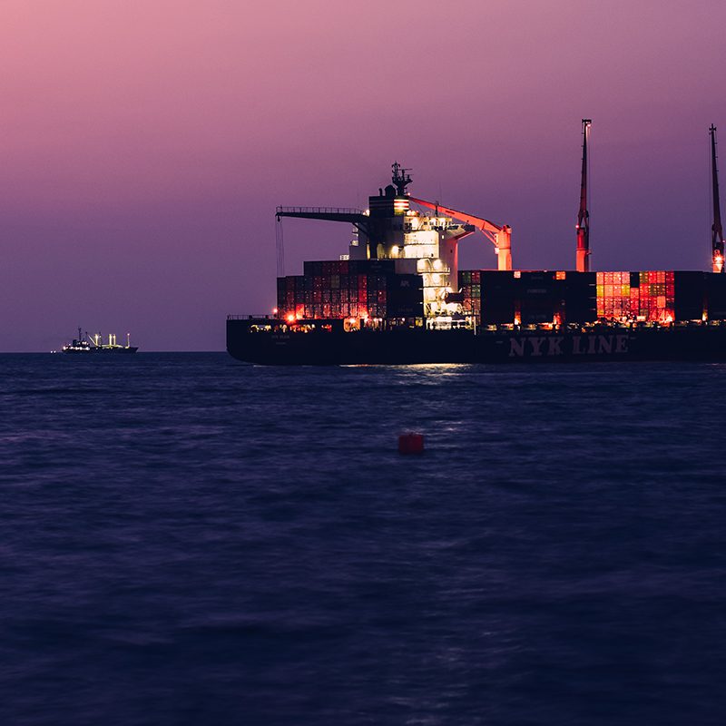 shipping boat coasting the sea